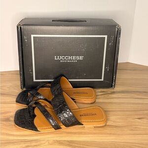 Lucchese Black Caiman Criss Cross Sandal